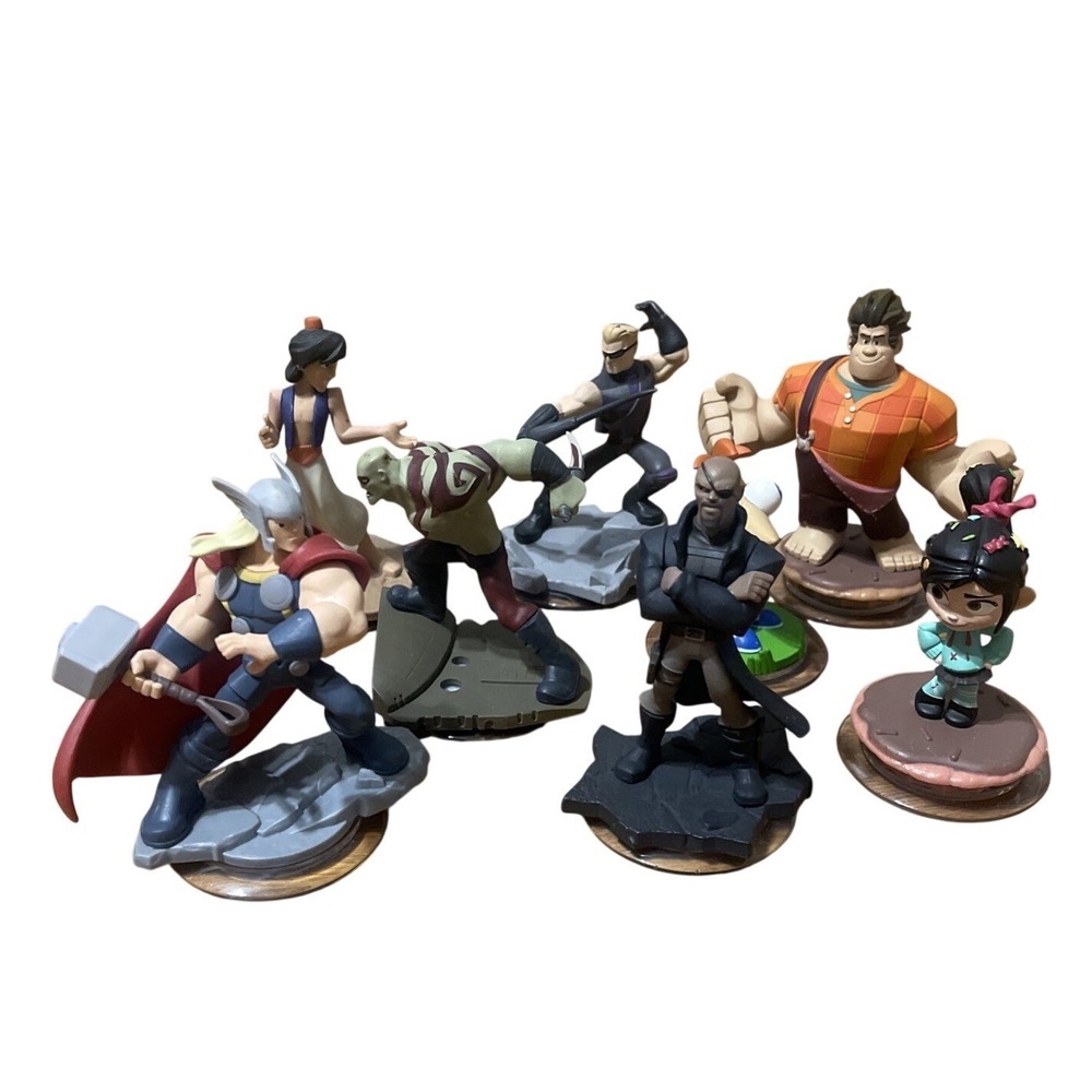 Disney Infinity 2.0 Figures Lot of 8‎ Thor Aladdin Reck It Ralph Marvel Phineas